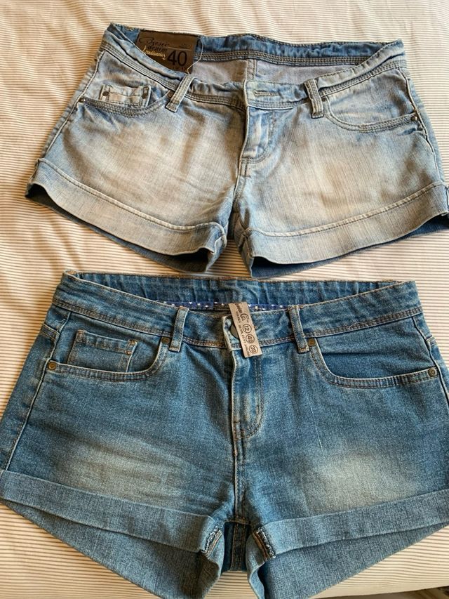 Shorts vaqueros Stradivarius Azul 40 y  negro 38