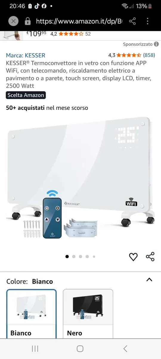 Termoconvettore KESSER in vetro wifi