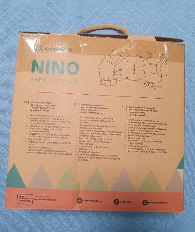 Mochila portabebés Kinderkraft NINO 3m+ 20kg