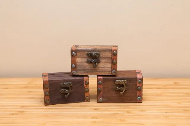 Lote 3 cofres madera vintage metal