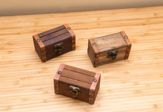 Lote 3 cofres madera vintage metal