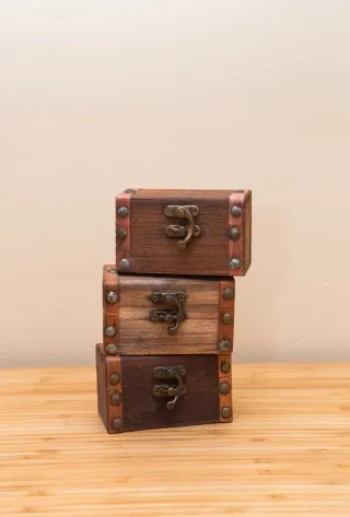 Lote 3 cofres madera vintage metal