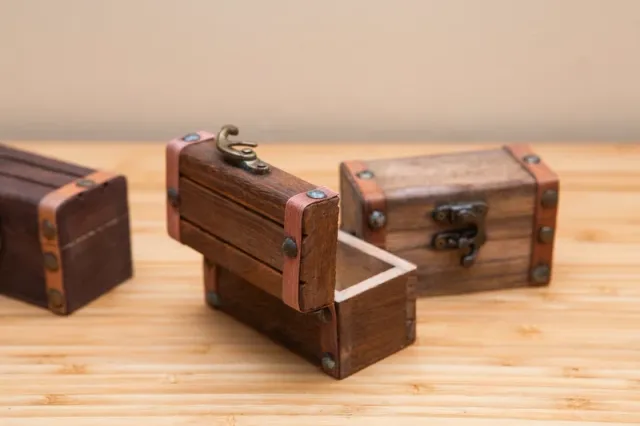 Lote 3 cofres madera vintage metal