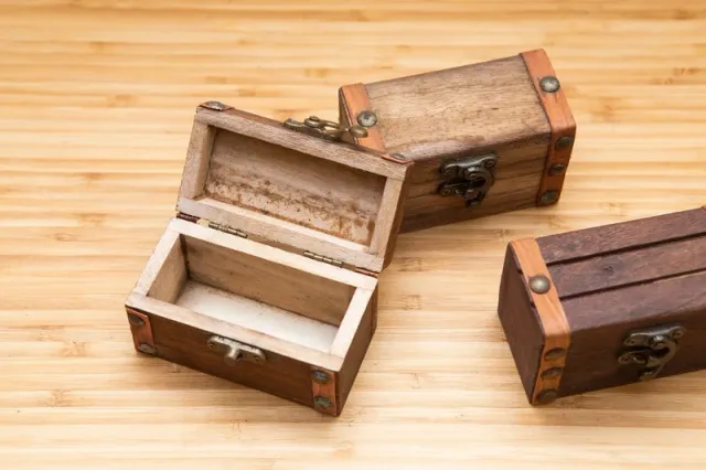 Lote 3 cofres madera vintage metal