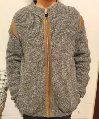 Cardigan uomo lana grigio marrone
