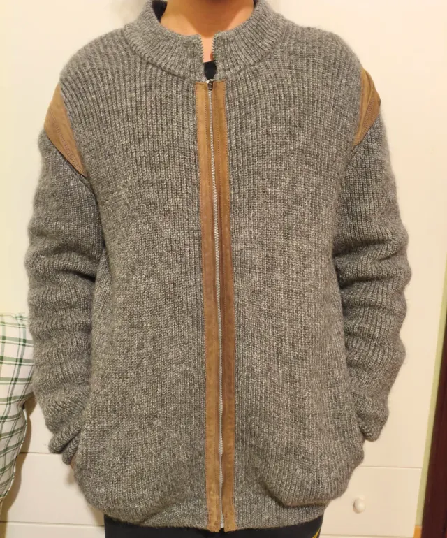 Cardigan uomo lana grigio marrone