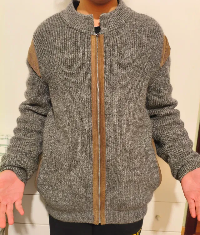 Cardigan uomo lana grigio marrone