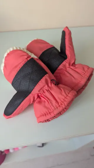 Manoplas niña nieve rosa y blanco