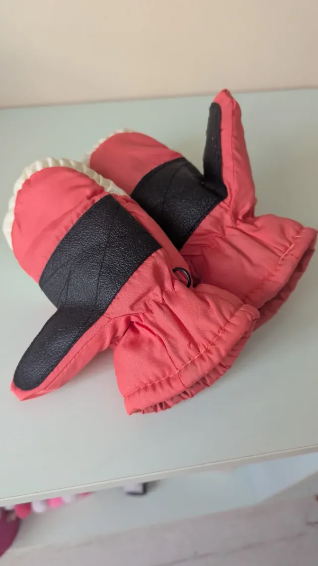 Manoplas niña nieve rosa y blanco