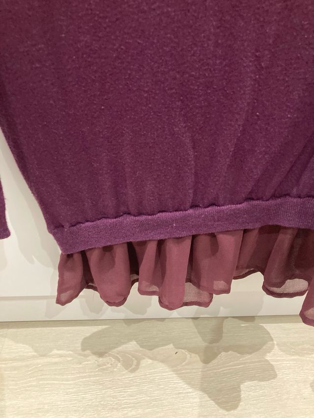 Jersey burdeos manga larga con volantes