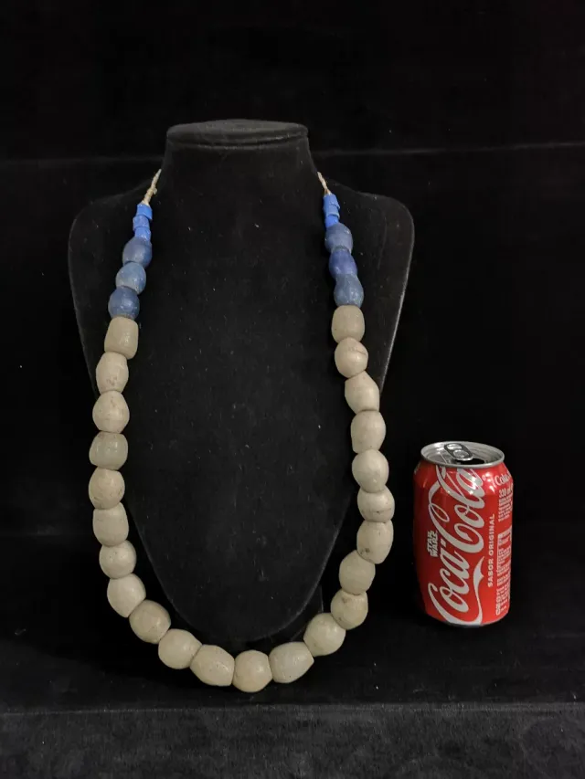 Collar Cuentas Piedra Pulida Azul Gris