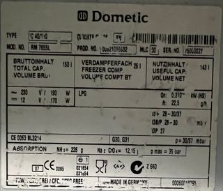 Nevera trivalente Dometic RM 7655L