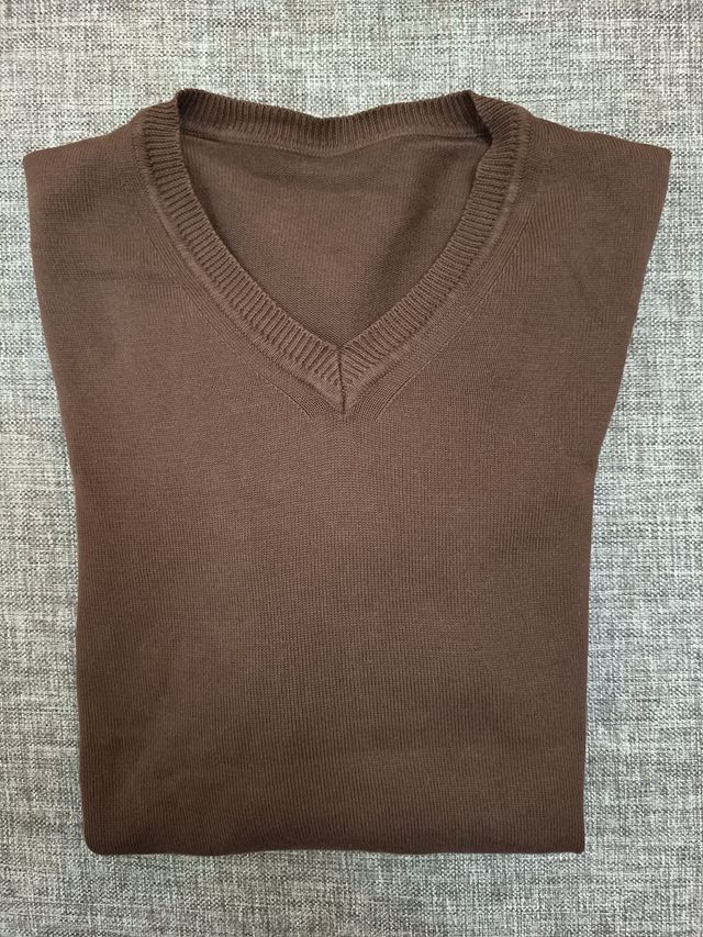 Jersey Zara V-neck Marrón Chocolate