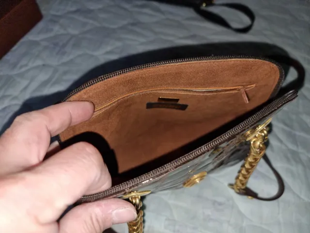 Bolso Vicosta Cocodrilo Marrón Dorado