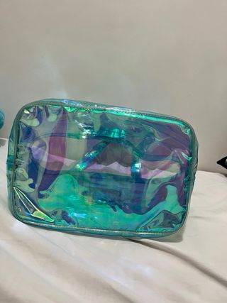 Borsa trasparente azzurra con fiori