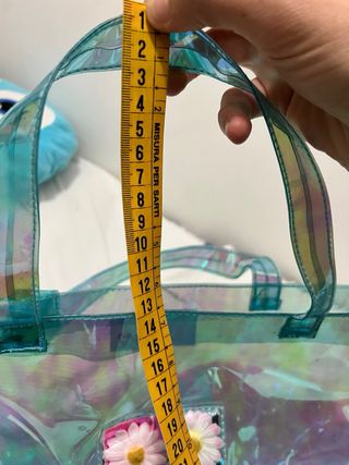 Borsa trasparente azzurra con fiori