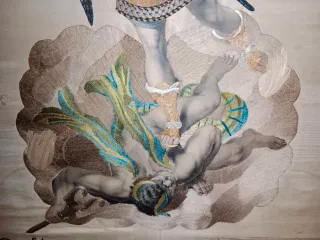 Cuadro bordado en seda San Miguel Arcángel. 73x82