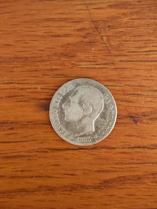 2 Monedas Plata Alfonso XII 1885 (1P y 50c)