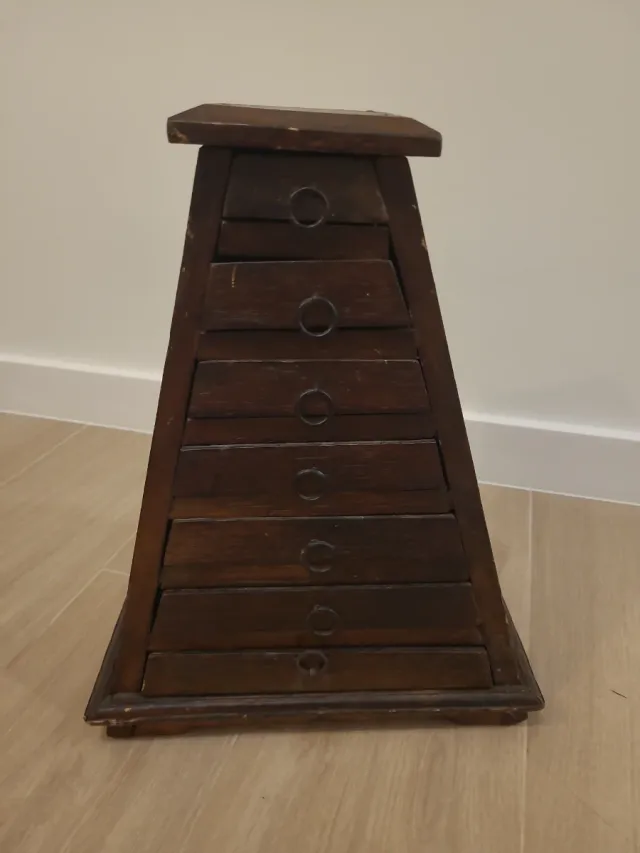 Joyero madera pirámide 7 cajones