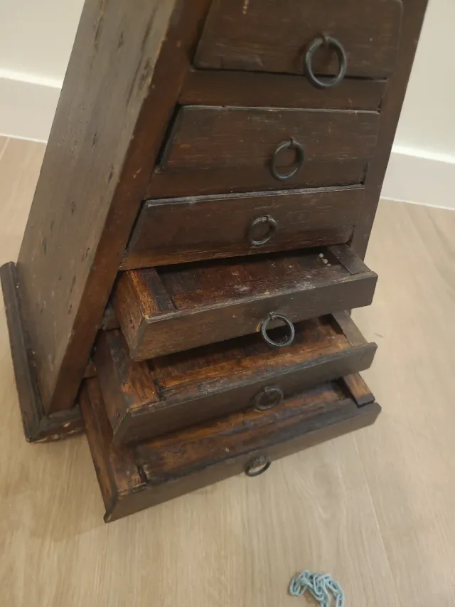 Joyero madera pirámide 7 cajones