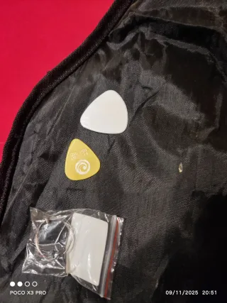 Guitarra infantil rosa con estrellas Púas Funda