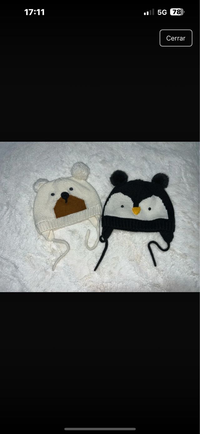 Gorros infantiles oso y pingüino