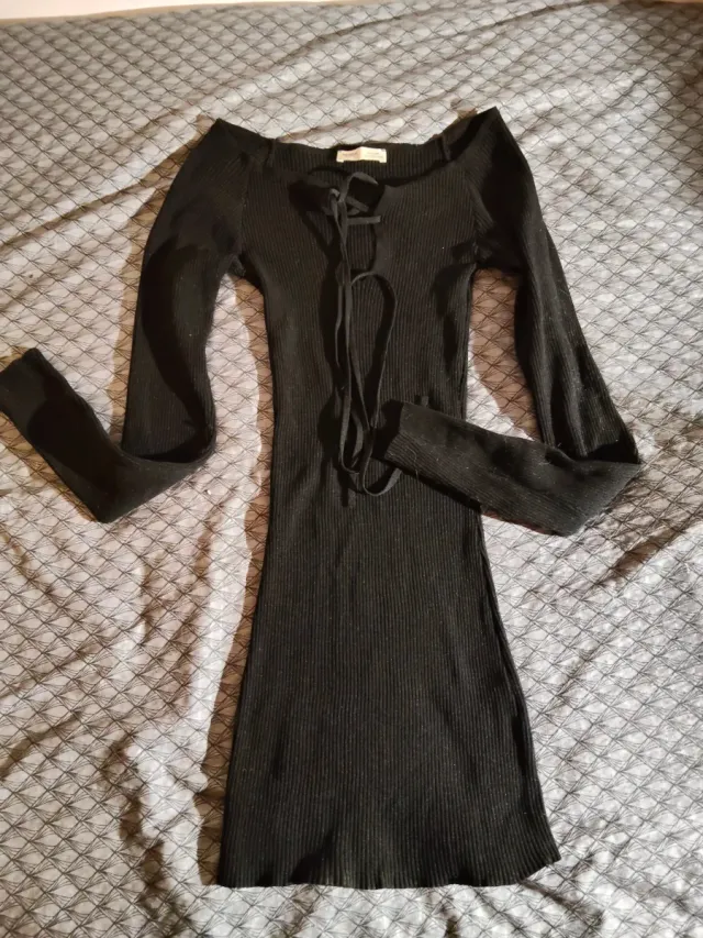 Vestido canalé negro Pull&Bear talla S