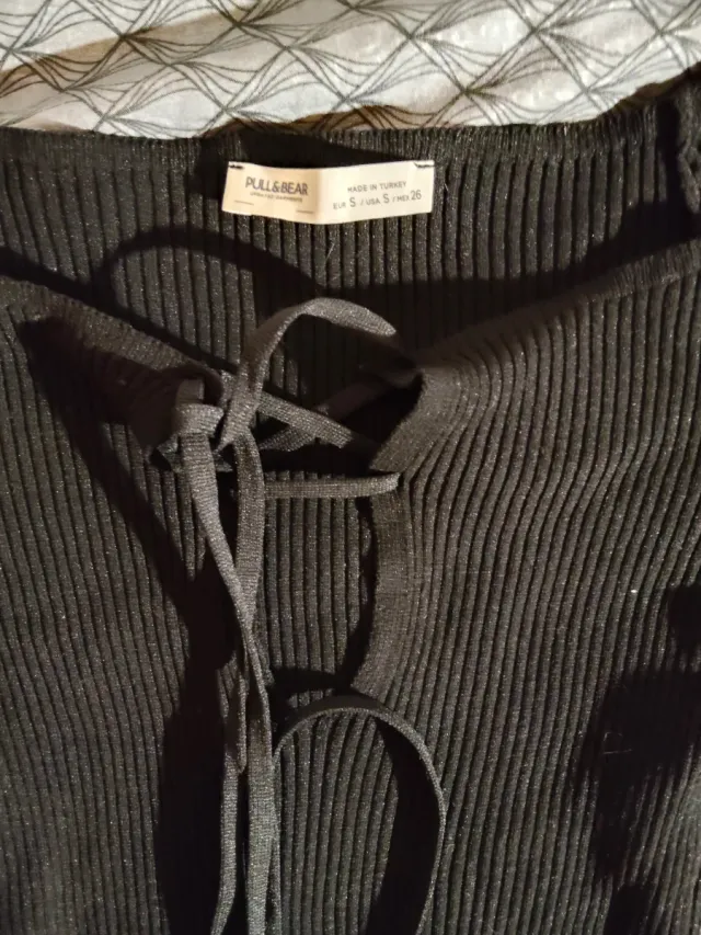 Vestido canalé negro Pull&Bear talla S