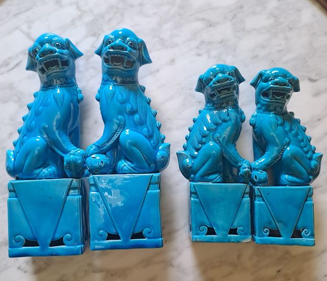 Par de Fu°rias de Porcelana Azul