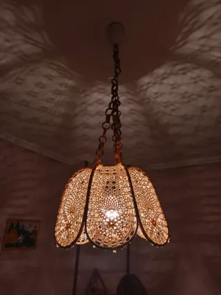 Lámpara colgante de cuerda tejida