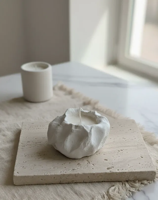 Vela efecto piedra artesanal