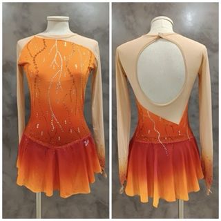 Maillot Patinaje Artístico Naranja/Rojo