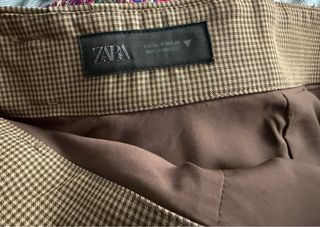Shorts Zara Marrón a Cuadros Nuevo con Etiqueta