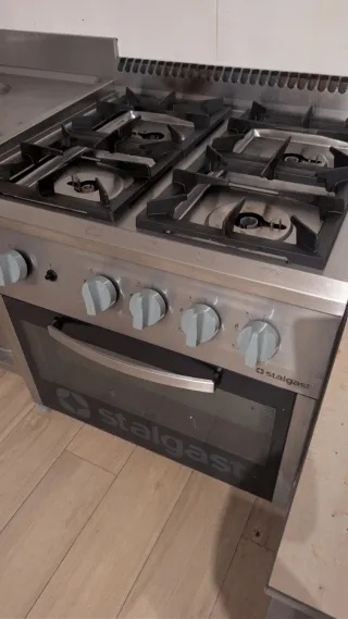 Cocina industrial gas 4 fuegos con horno