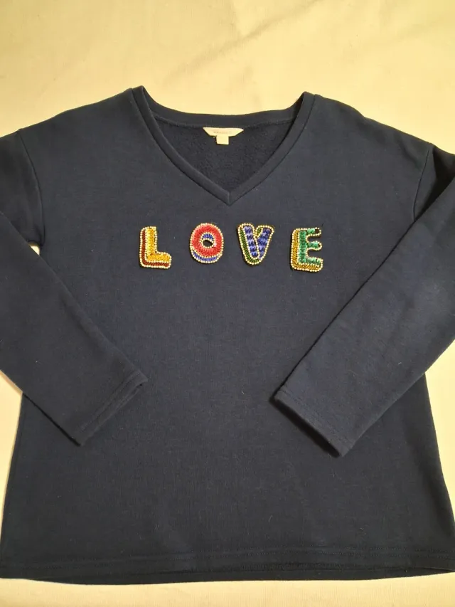 Sudadera azul con letras LOVE bordadas T S