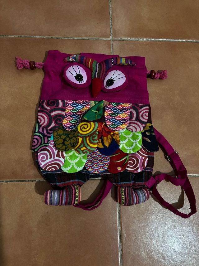 Mochila búho pequeña multicolor