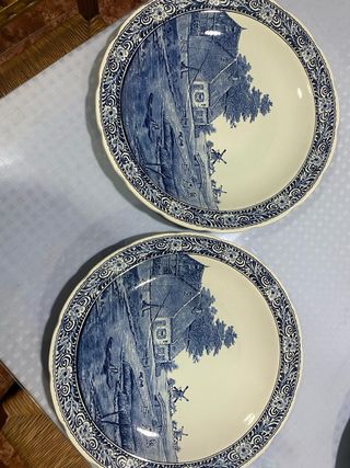 2 Piatti Vintage Blu Decorativi