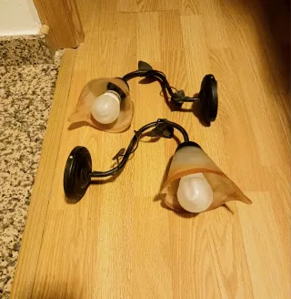 Apliques de forja con hojas (2 unidades)