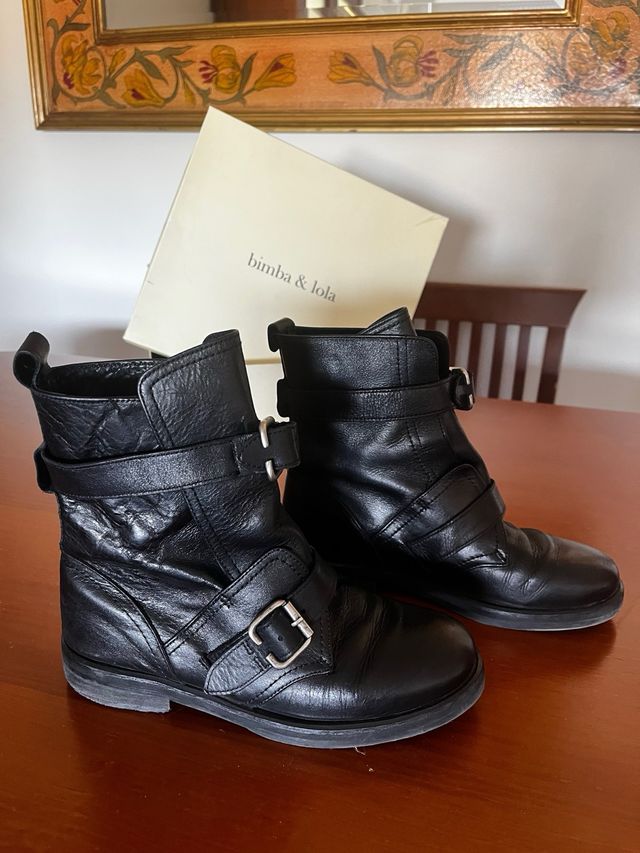 Botas Bimba y Lola Piel Negras Talla 38
