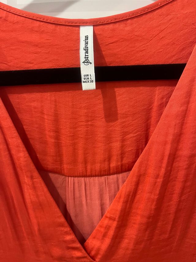 Blusa Stradivarius Coral Satén Talla L