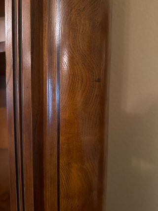 Mueble antiguo de madera y cristal