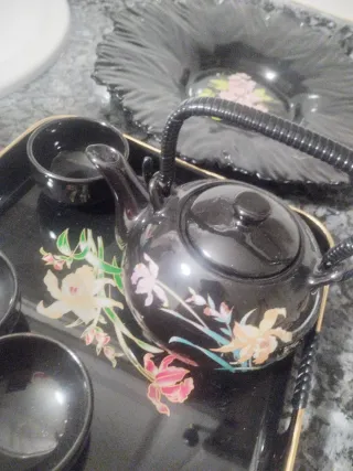 Lote tetera y bandeja vintage