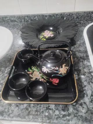 Lote tetera y bandeja vintage