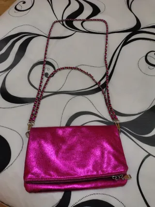 Bolso de fiesta rosa y plateado