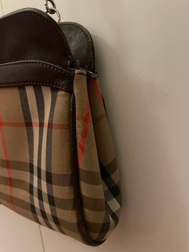 Borsa Burberry a tracolla beige e marrone