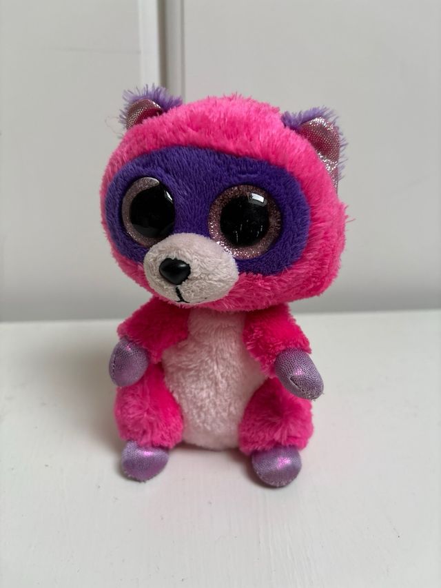 Peluche ojos grandes rosa y morado