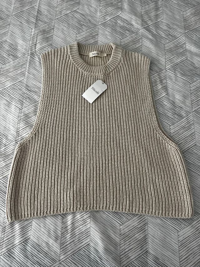 Nicoli: Chaleco punto beige talla única