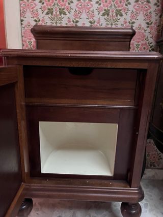 2 Mesita auxiliar madera maciza y cristal