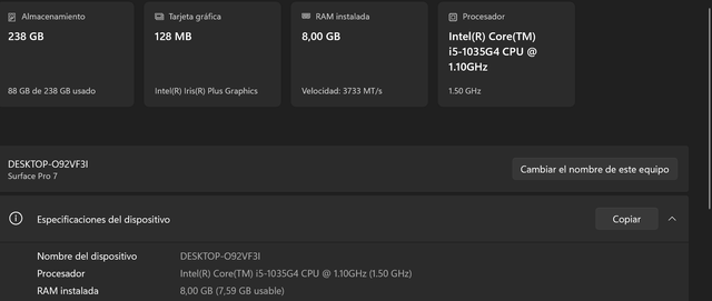 Microsoft Surface Pro 7 Negro leer bien.