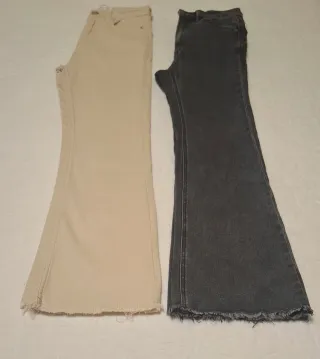 2 Pantalones Stradivarius Talla 32 Beige y Gris